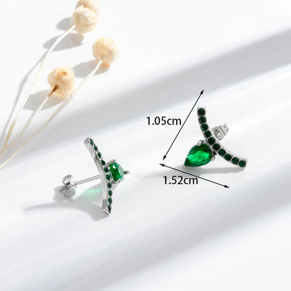 1 Pair French Style Simple Style Classic Style C Shape Water Droplets Plating Inlay 304 Stainless Steel Zircon Ear Studs