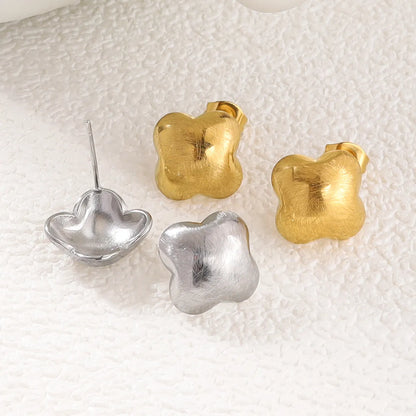 1 Pair French Style Simple Style Classic Style Flower Polishing 304 Stainless Steel 18K Gold Plated Ear Studs