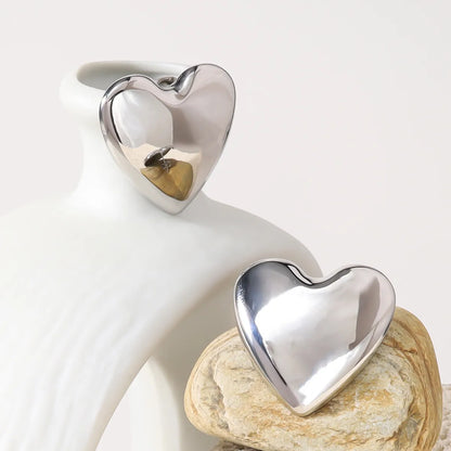 1 Pair French Style Simple Style Classic Style Heart Shape Polishing 304 Stainless Steel Ear Studs