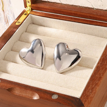 1 Pair French Style Simple Style Classic Style Heart Shape Polishing 304 Stainless Steel Ear Studs