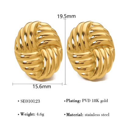 1 Pair French Style Simple Style Classic Style Oval Polishing 304 Stainless Steel 18K Gold Plated Ear Studs