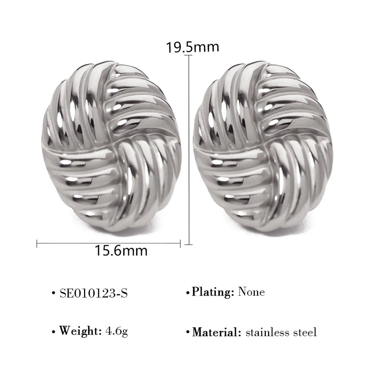 1 Pair French Style Simple Style Classic Style Oval Polishing 304 Stainless Steel 18K Gold Plated Ear Studs