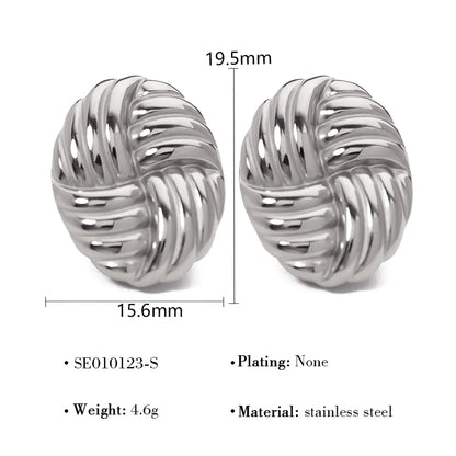 1 Pair French Style Simple Style Classic Style Oval Polishing 304 Stainless Steel 18K Gold Plated Ear Studs