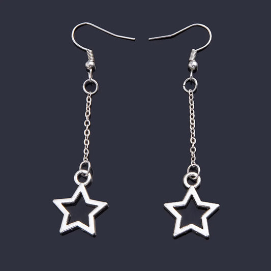 1 Pair French Style Simple Style Classic Style Star Hollow Out Alloy Drop Earrings