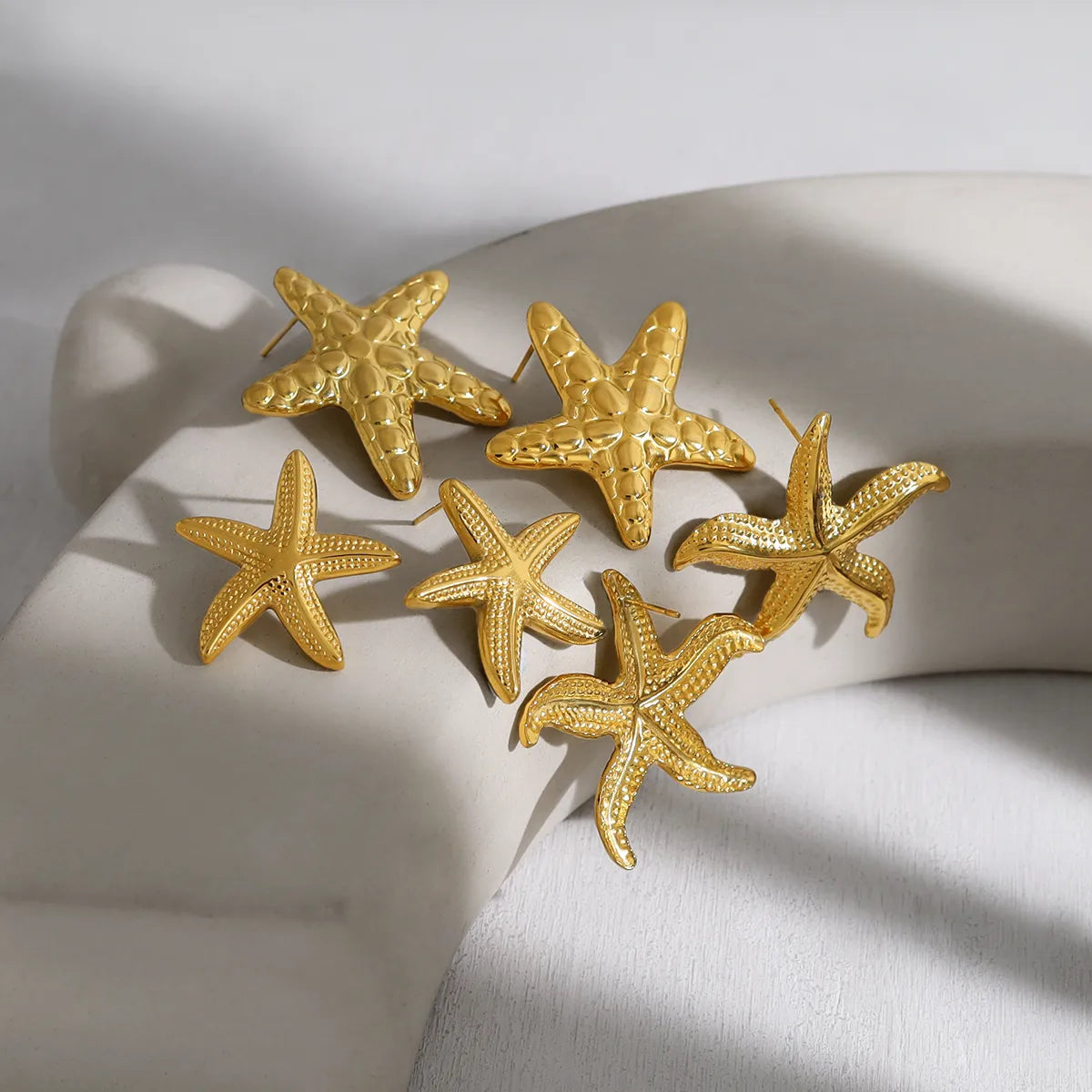 1 Pair French Style Simple Style Classic Style Starfish Polishing 304 Stainless Steel 18K Gold Plated Ear Studs