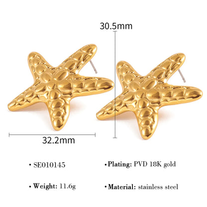 1 Pair French Style Simple Style Classic Style Starfish Polishing 304 Stainless Steel 18K Gold Plated Ear Studs