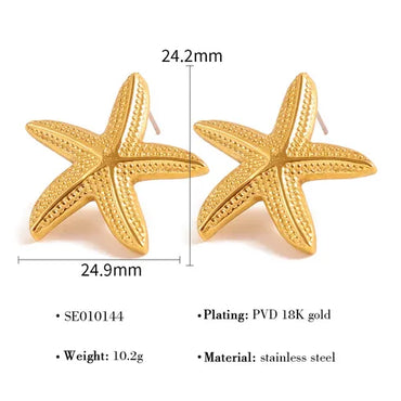 1 Pair French Style Simple Style Classic Style Starfish Polishing Hollow Out 304 Stainless Steel 18K Gold Plated Ear Studs