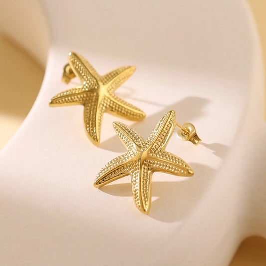 1 Pair French Style Simple Style Classic Style Starfish Polishing Hollow Out 304 Stainless Steel 18K Gold Plated Ear Studs