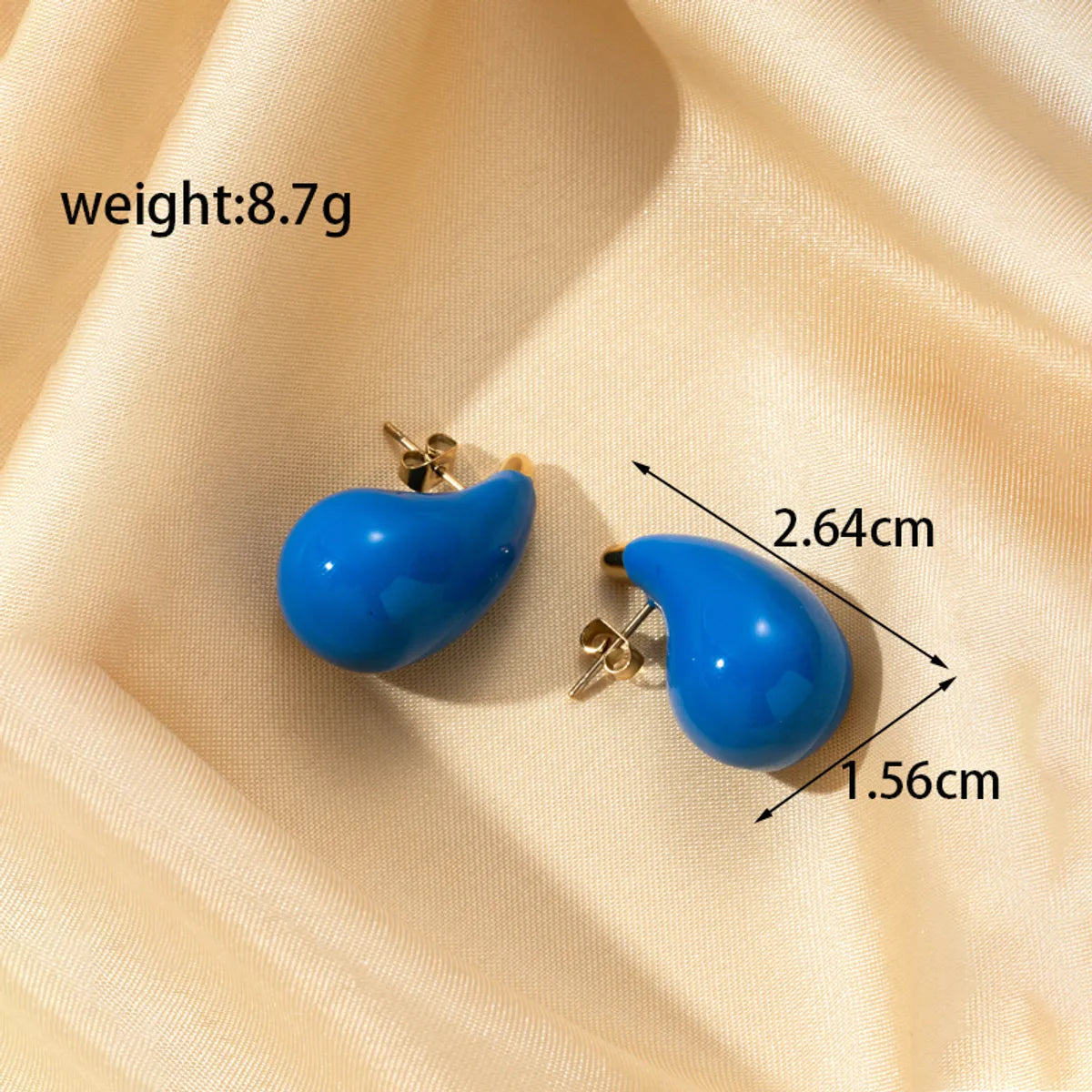 1 Pair French Style Simple Style Classic Style Water Droplets Plating Stainless Steel 18k Gold Plated Ear Studs