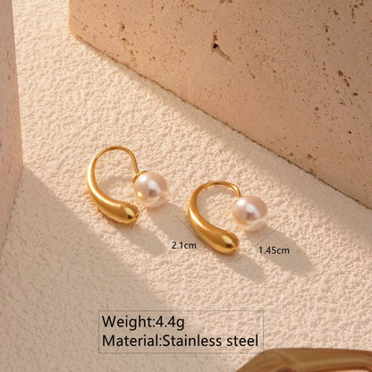 1 Pair French Style Simple Style Commute Asymmetrical Plating Inlay 304 Stainless Steel Plastic 18K Gold Plated Ear Cuffs