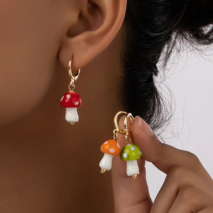 1 Pair French Style Simple Style Commute Mushroom Plating Arylic Drop Earrings