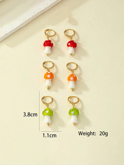 1 Pair French Style Simple Style Commute Mushroom Plating Arylic Drop Earrings