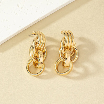 1 Pair French Style Simple Style Commute Round Plating Alloy Drop Earrings