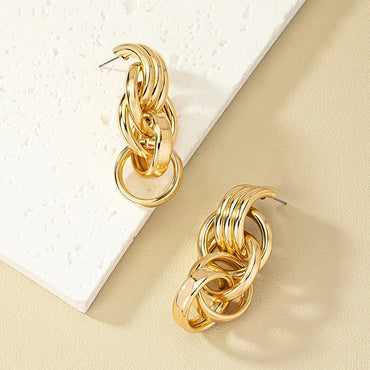 1 Pair French Style Simple Style Commute Round Plating Alloy Drop Earrings