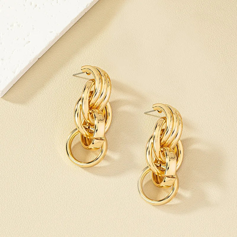 1 Pair French Style Simple Style Commute Round Plating Alloy Drop Earrings