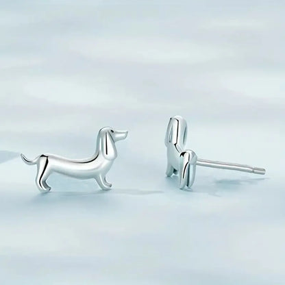 1 Pair French Style Simple Style Dog Alloy Silver Plated Ear Studs