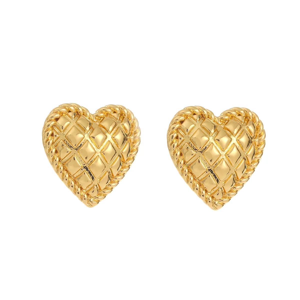 1 Pair French Style Simple Style Heart Shape Copper Gold Plated Ear Studs