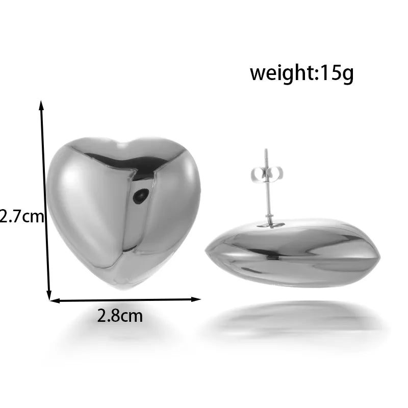 1 Pair French Style Simple Style Heart Shape Plating 304 Stainless Steel Drop Earrings Ear Studs