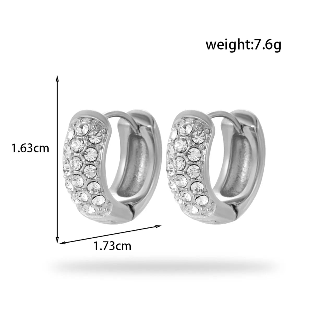 1 Pair French Style Simple Style Korean Style Geometric 304 Stainless Steel Zircon Hoop Earrings Drop Earrings