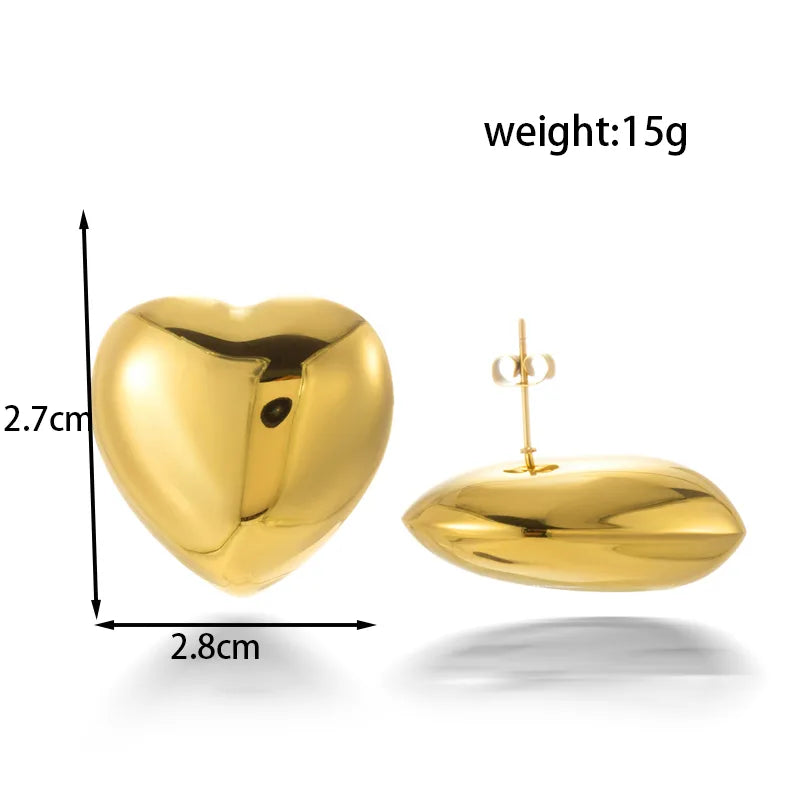 1 Pair French Style Simple Style Korean Style Heart Shape Plating 304 Stainless Steel Drop Earrings Ear Studs