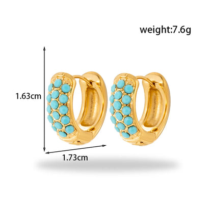 1 Pair French Style Simple Style Korean Style Round Plating Inlay 304 Stainless Steel Zircon Earrings