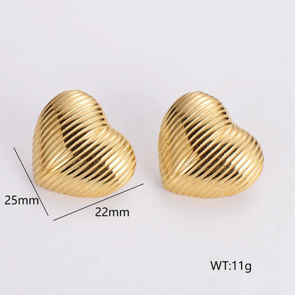 1 Pair French Style Simple Style Round Square Heart Shape 304 Stainless Steel No Inlaid 18K Gold Plated Ear Studs