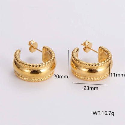 1 Pair French Style Simple Style Round Square Heart Shape 304 Stainless Steel No Inlaid 18K Gold Plated Ear Studs