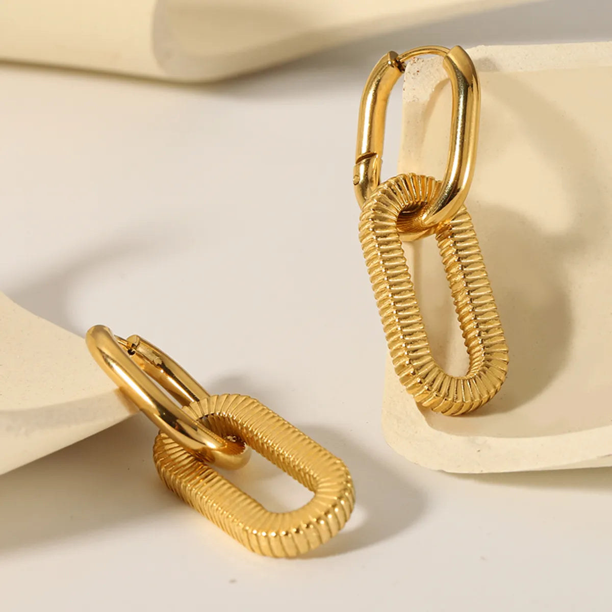 1 Pair French Style Square Plating Stainless Steel 18k Gold Plated Earrings