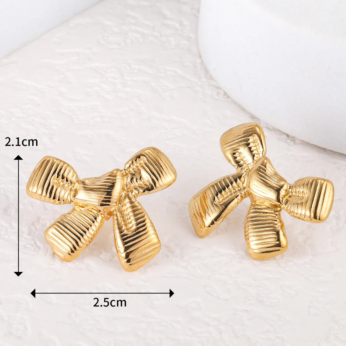 1 Pair French Style Sweet Bow Knot 304 Stainless Steel 14K Gold Plated Ear Studs