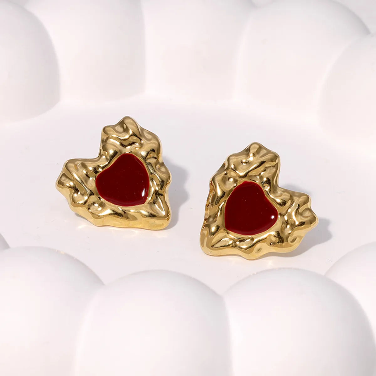 1 Pair French Style Sweet Heart Shape 304 Stainless Steel 18K Gold Plated Ear Studs