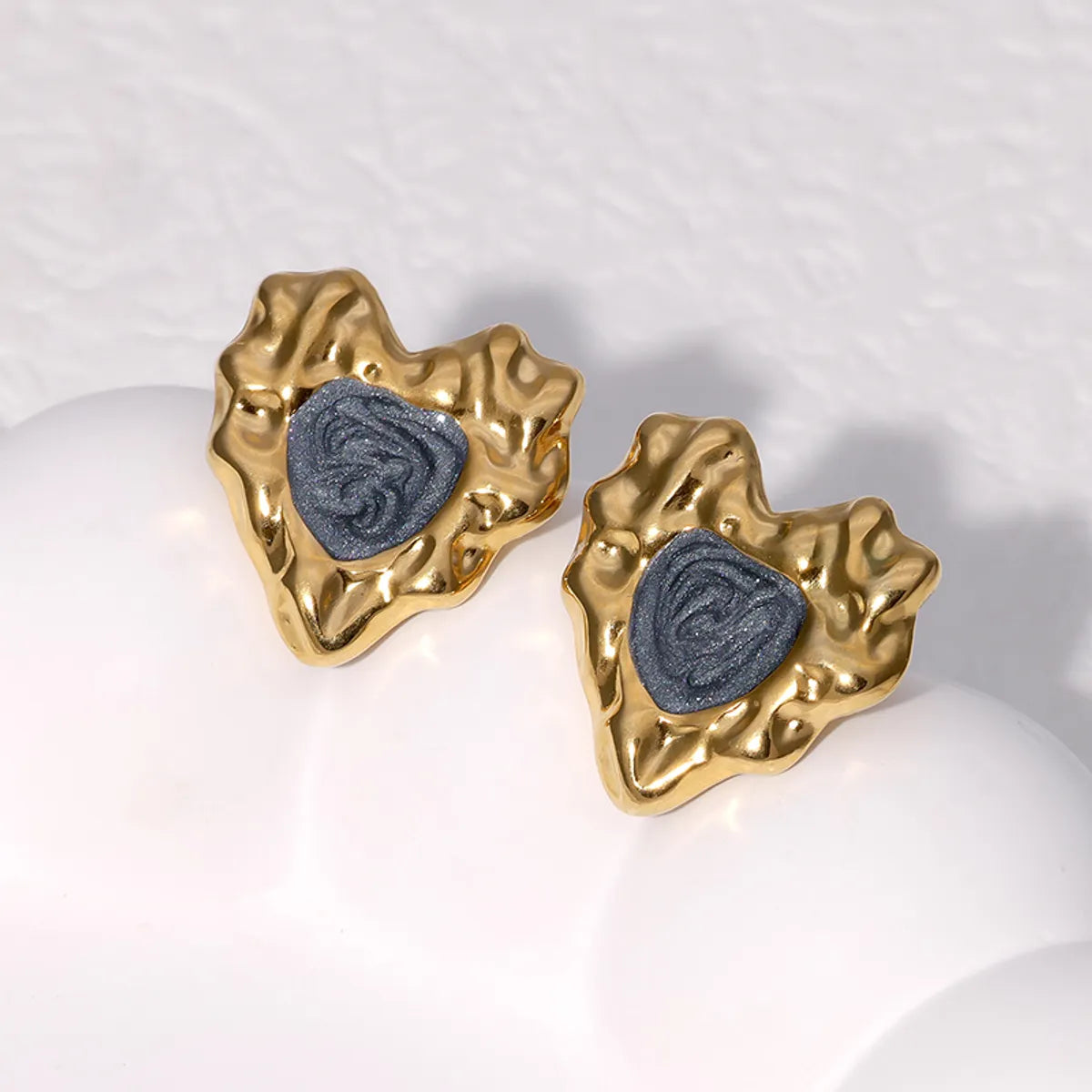 1 Pair French Style Sweet Heart Shape 304 Stainless Steel 18K Gold Plated Ear Studs