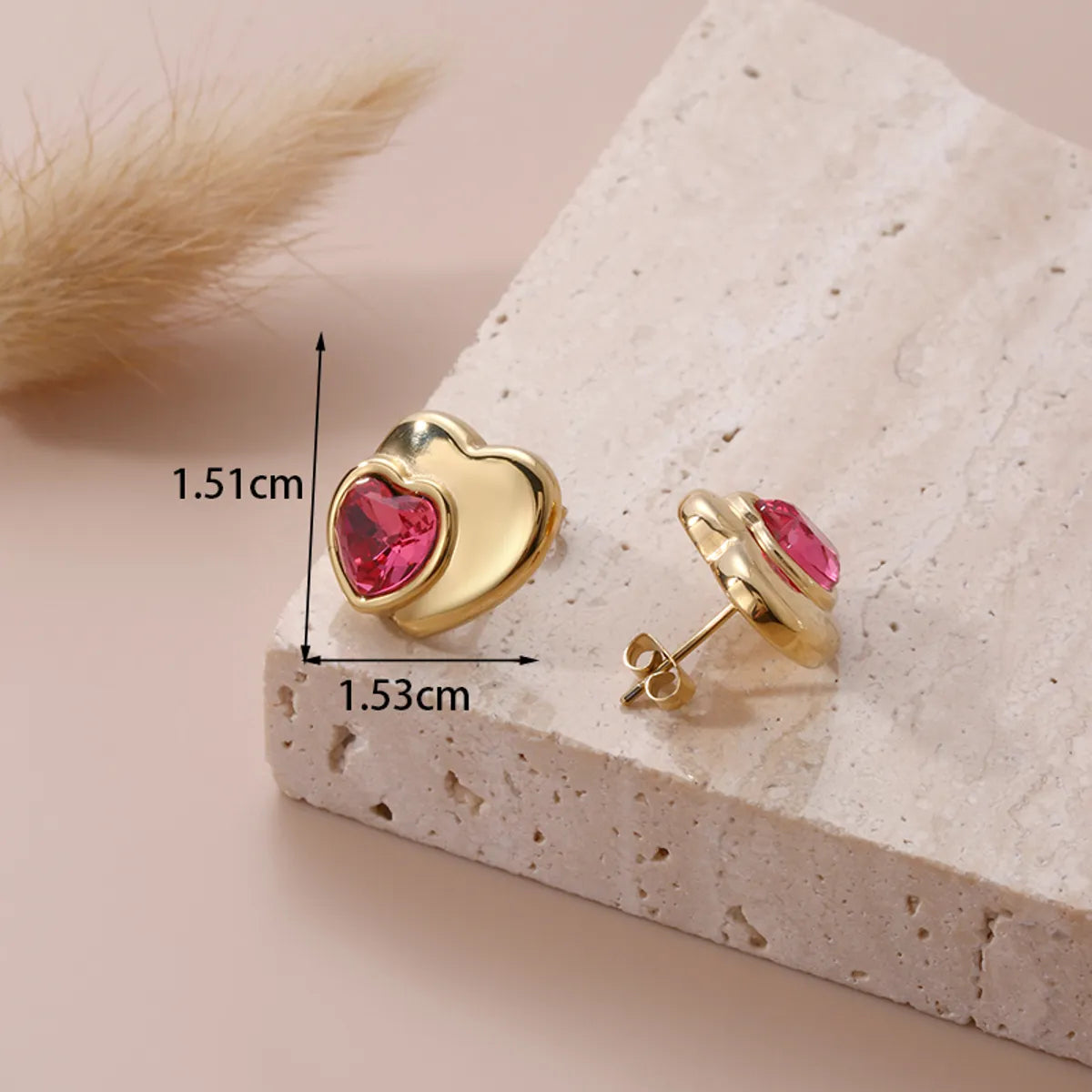 1 Pair French Style Sweet Simple Style Heart Shape Plating Inlay Stainless Steel Zircon 18k Gold Plated Earrings