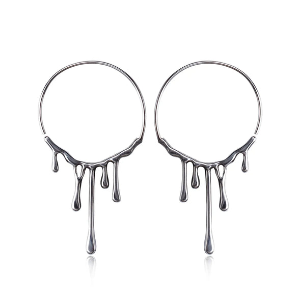 1 Pair French Style Water Droplets 304 Stainless Steel Hoop Earrings