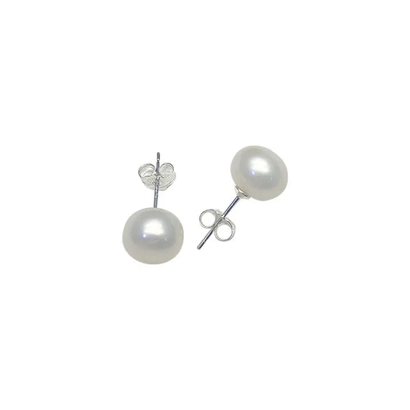 1 Pair Freshwater Pearl Earrings Round Ear Studs