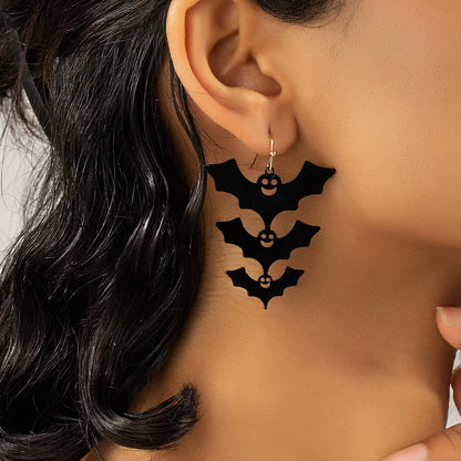 1 Pair Funny Animal Bat Stoving Varnish Arylic Alloy Drop Earrings