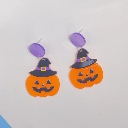 1 Pair Funny Animal Pumpkin Cartoon Character Arylic Drop Earrings