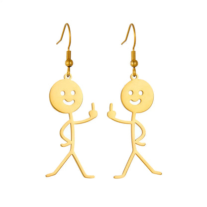 1 Pair Funny Cartoon Character Plating Titanium Steel 18k Gold Plated Drop Earrings