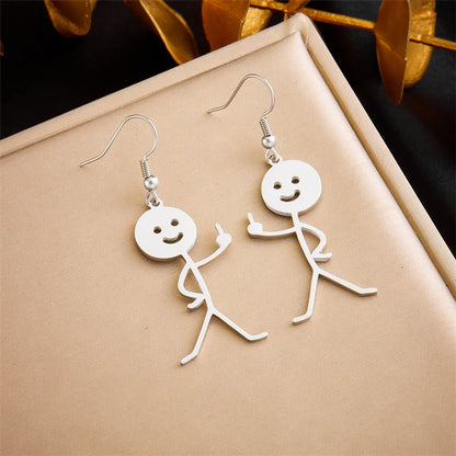 1 Pair Funny Cartoon Character Plating Titanium Steel 18k Gold Plated Drop Earrings