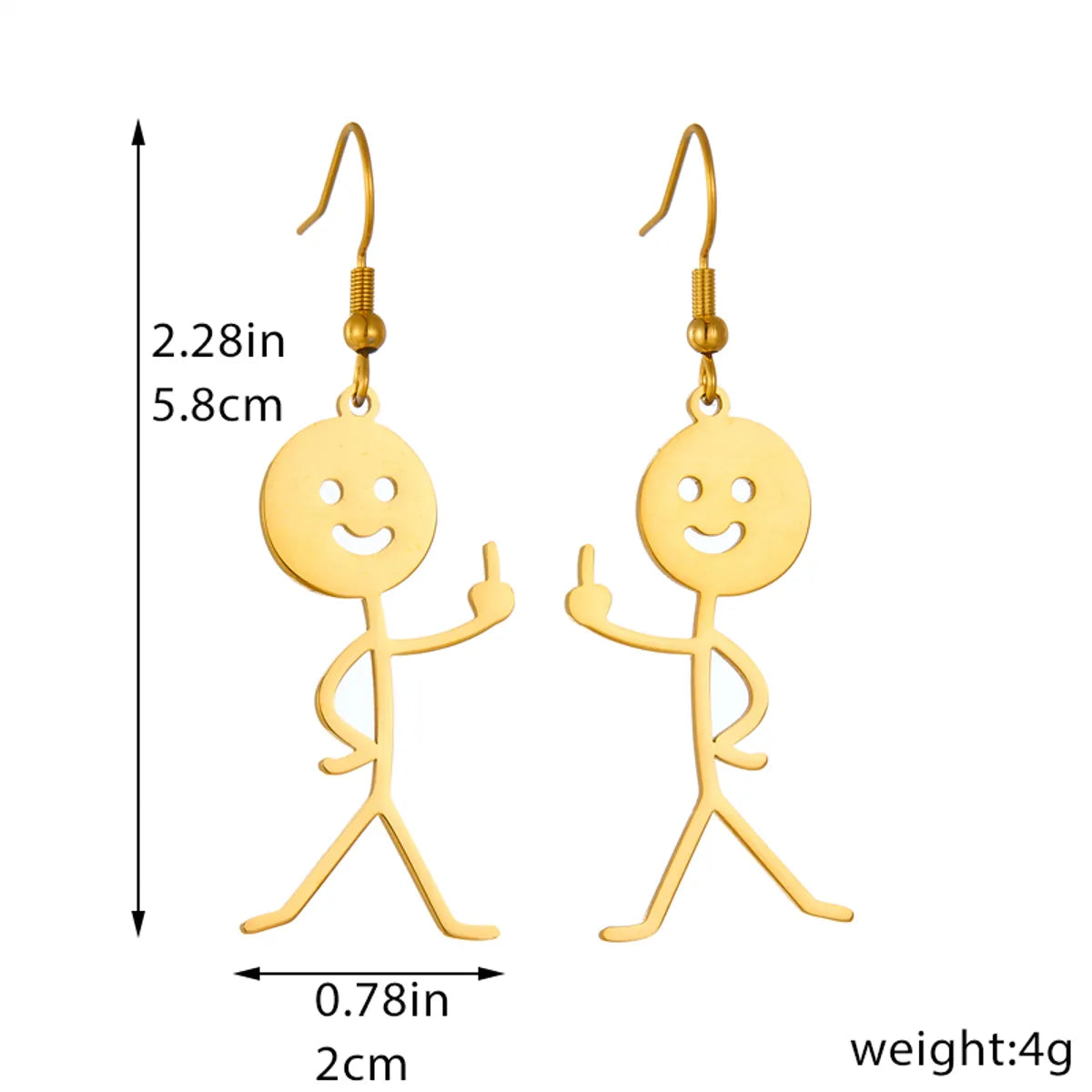 1 Pair Funny Cartoon Character Plating Titanium Steel 18k Gold Plated Drop Earrings