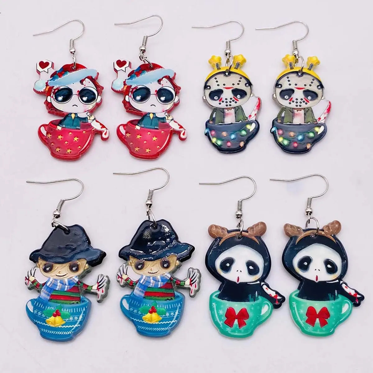 1 Pair Funny Cartoon Character Printing Arylic Drop Earrings