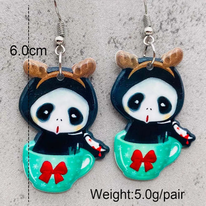 1 Pair Funny Cartoon Character Printing Arylic Drop Earrings