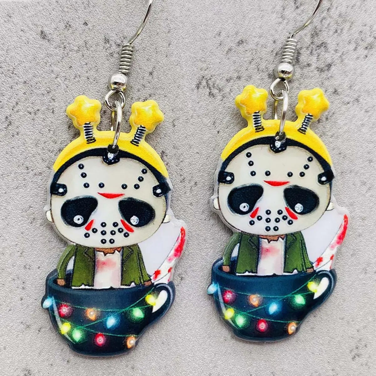 1 Pair Funny Cartoon Character Printing Arylic Drop Earrings