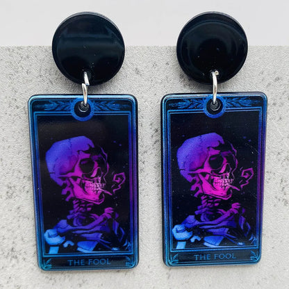 1 Pair Funny Cartoon Character Skull Arylic Drop Earrings