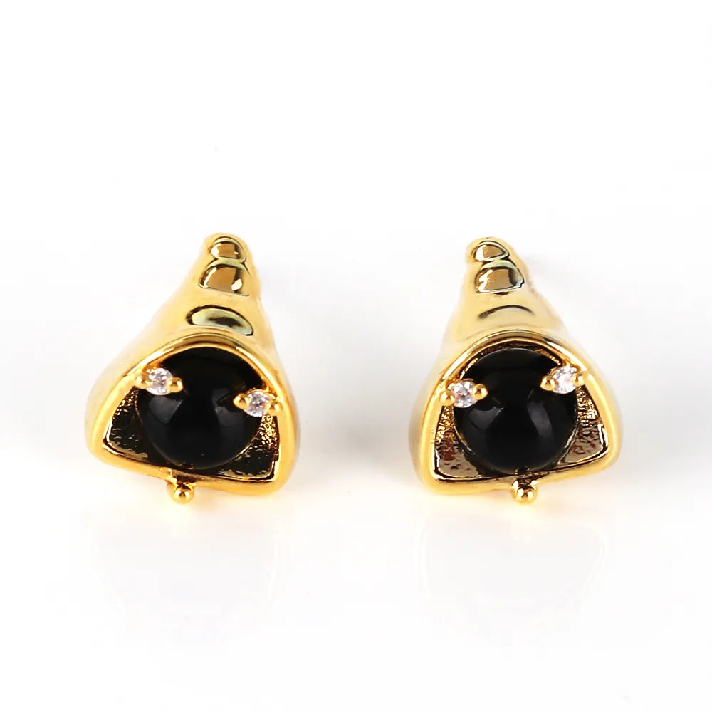 1 Pair Funny Classic Style Witch Hat Ghost Inlay Copper Zircon 18K Gold Plated White Gold Plated Ear Studs