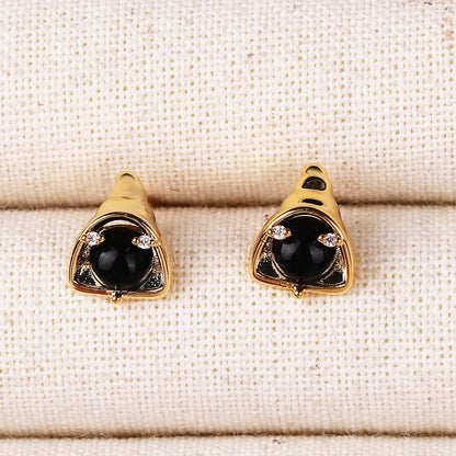 1 Pair Funny Classic Style Witch Hat Ghost Inlay Copper Zircon 18K Gold Plated White Gold Plated Ear Studs