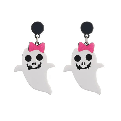 1 Pair Funny Cool Style Skull Ghost Arylic Drop Earrings