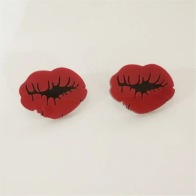 1 Pair Funny Lips Arylic Ear Studs