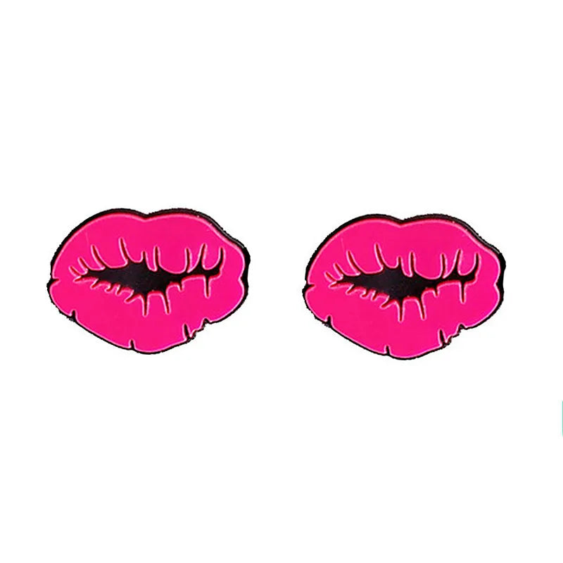 1 Pair Funny Lips Arylic Ear Studs