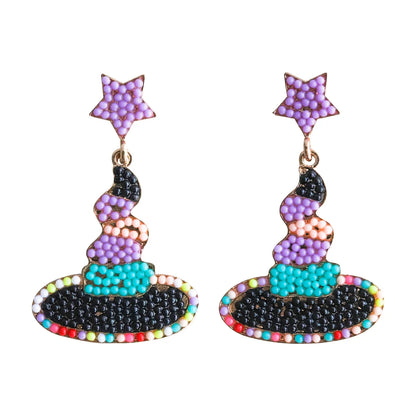 1 Pair Funny Novelty Witch Hat Inlay Alloy Resin Drop Earrings