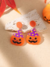 1 Pair Funny Pumpkin Bat Skull Arylic Drop Earrings